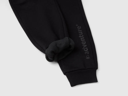 Benetton Black Boys Warm Sweatpants with Print SKU: 3TU2CF068_100 Image 03