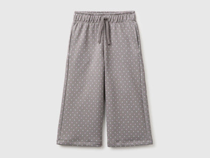 Benetton Gray Girls Wide-Leg Trousers in Printed Sweatshirt SKU: 3UHCGF05R_903 Image 01