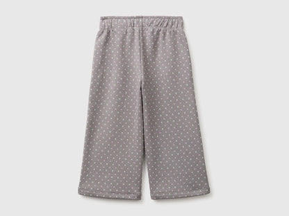 Benetton Gray Girls Wide-Leg Trousers in Printed Sweatshirt SKU: 3UHCGF05R_903 Image 02