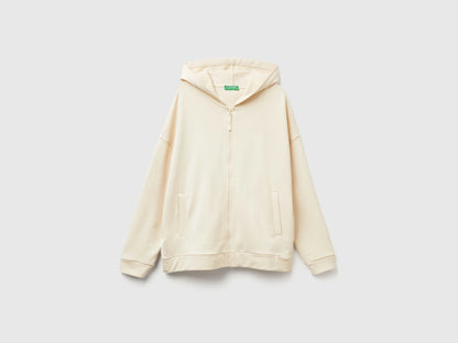 Benetton_Creamy White_100% Cotton Sweatshirt with Zip and Hood_3UNID500R_3C9_01