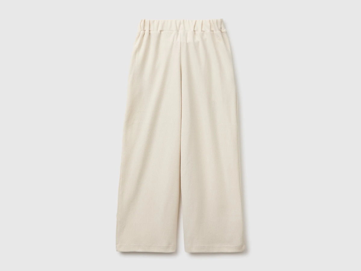 Benetton Creamy White Girls Trousers with Sash in Warm Cotton SKU: 3UODCF06F_00V Image 02