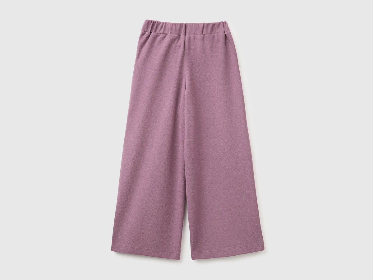 Benetton Plum Girls Trousers with Sash in Warm Cotton SKU: 3UODCF06F_048 Image 02