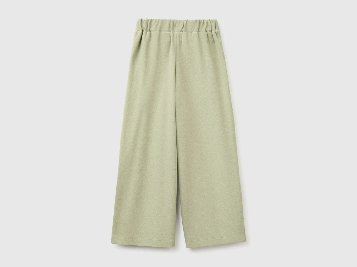 Benetton Olive Green Girls Trousers with Sash in Warm Cotton SKU: 3UODCF06F_26K Image 02