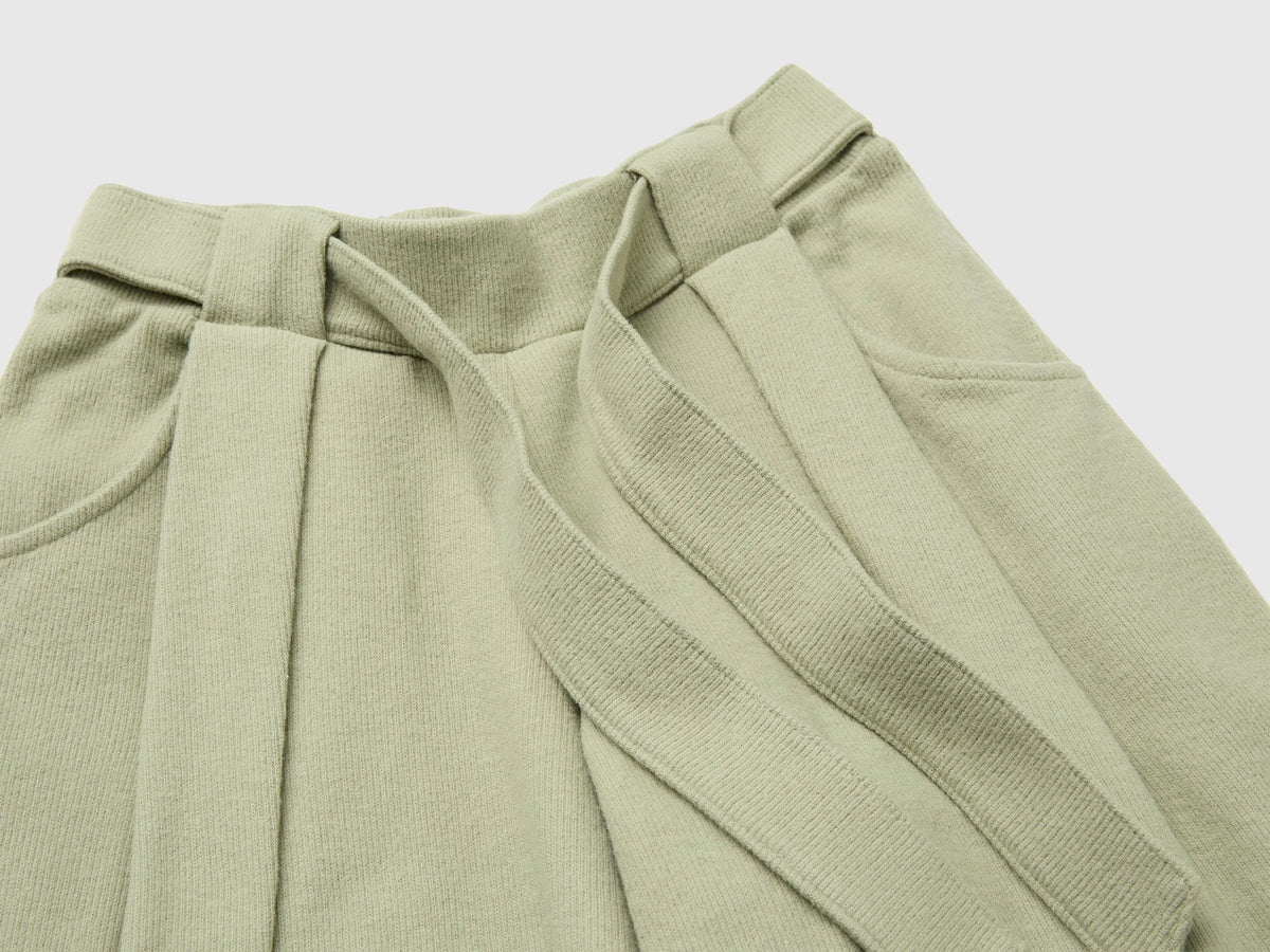 Benetton Olive Green Girls Trousers with Sash in Warm Cotton SKU: 3UODCF06F_26K Image 03