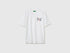 Benetton White Men Melange T-Shirt with Logo SKU: 3UWFU10BV_901 Image 01