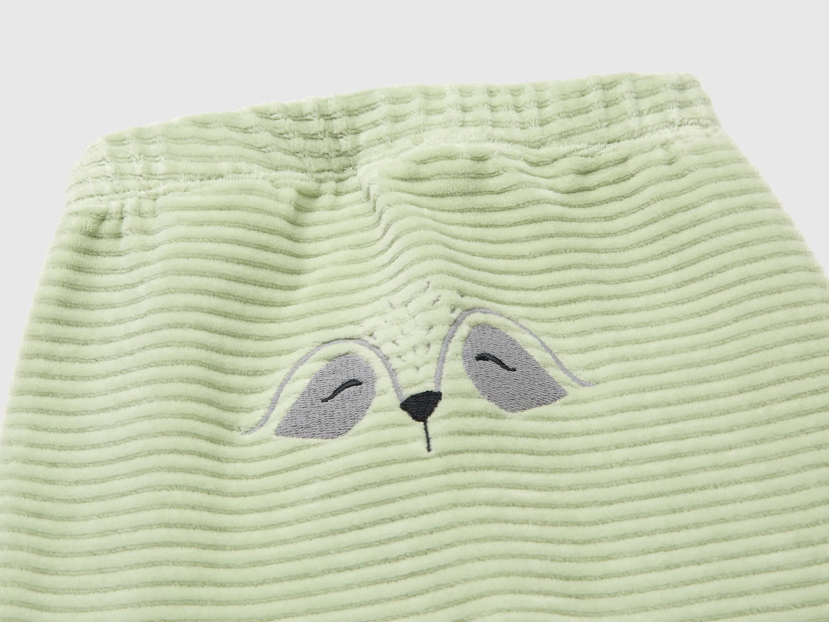 Benetton Light Green New Born Chenille Trousers with Embroidery on The Back SKU: 3VHNAF02S_2G8 Image 03