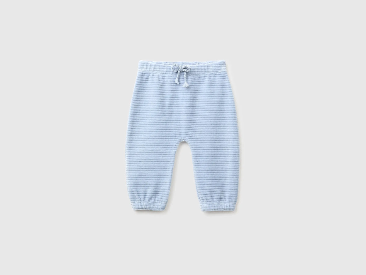 Benetton Sky Blue New Born Chenille Trousers with Embroidery on The Back SKU: 3VHNAF02S_3L3 Image 01