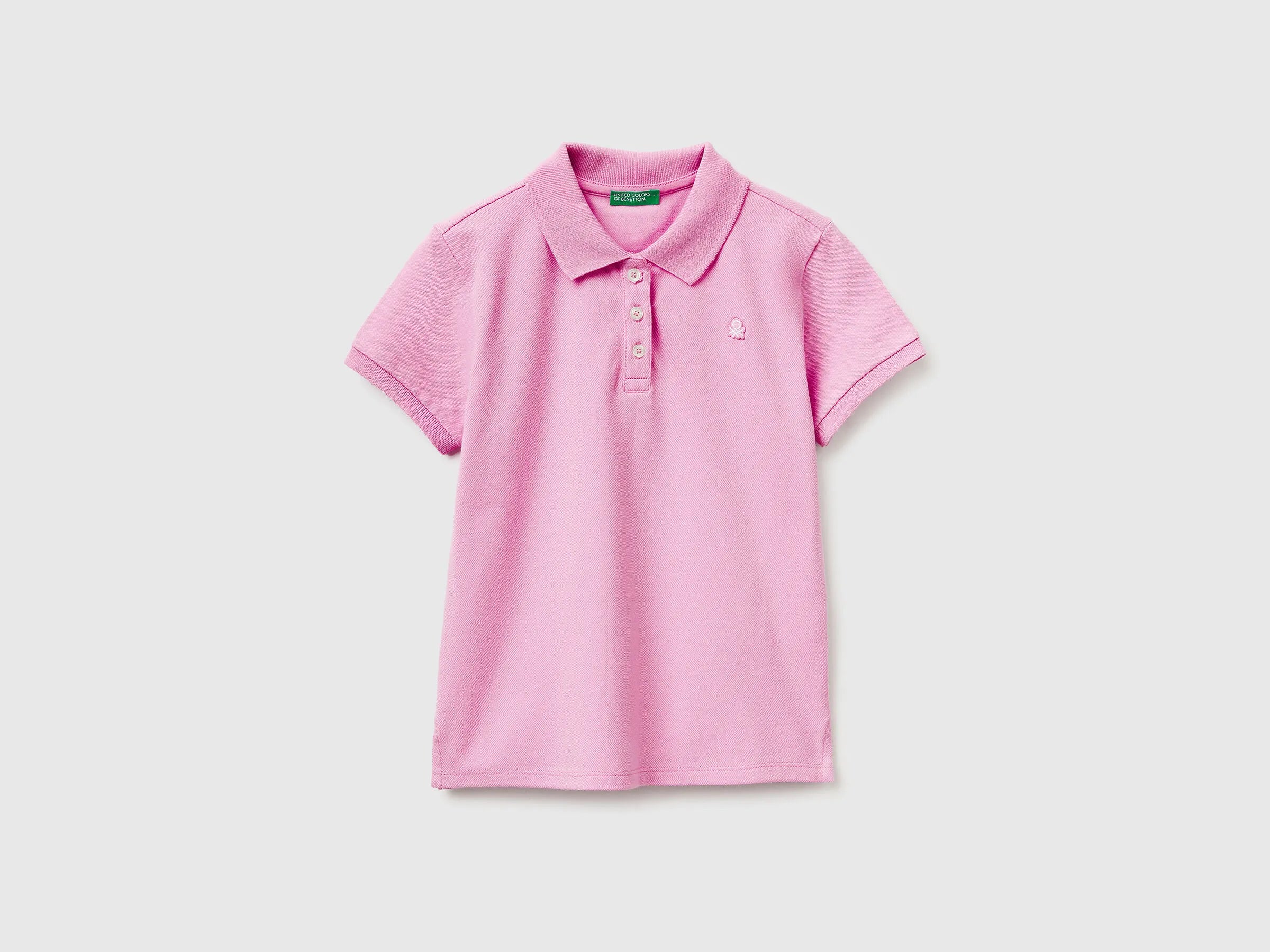 Benetton Lilac Girls Short Sleeve Polo in Cotton SKU: 3WG9C300O_00L Image 01