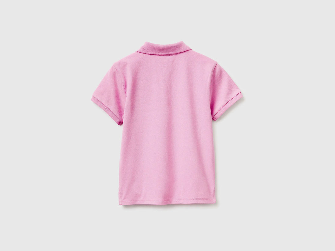 Benetton Lilac Girls Short Sleeve Polo in Cotton SKU: 3WG9C300O_00L Image 02