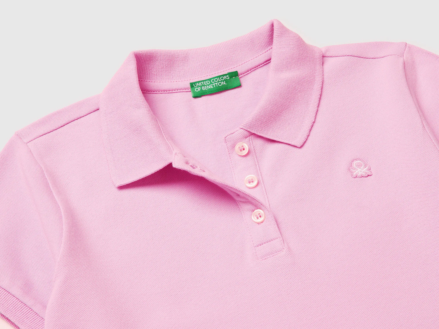 Benetton Lilac Girls Short Sleeve Polo in Cotton SKU: 3WG9C300O_00L Image 03