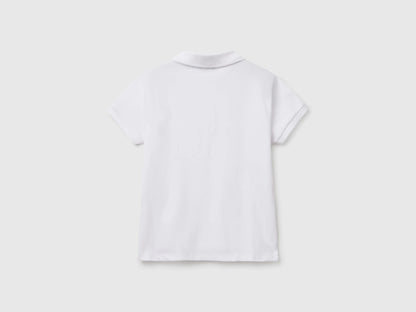 Benetton White Girls Short Sleeve Polo in Cotton SKU: 3WG9C300O_101 Image 02