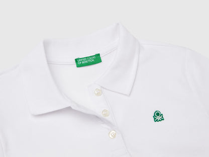 Benetton White Girls Short Sleeve Polo in Cotton SKU: 3WG9C300O_101 Image 03