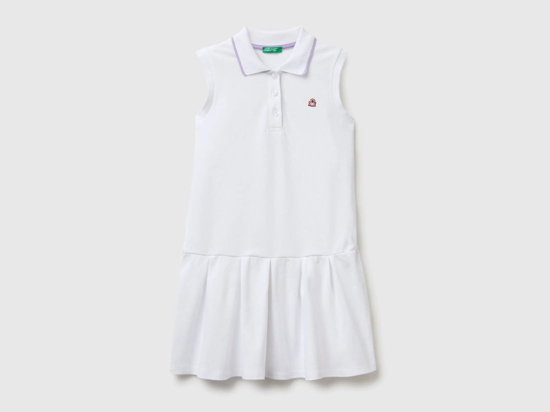 Benetton White Girls Polo-Style Dress SKU: 3WG9CV012_101 Image 01