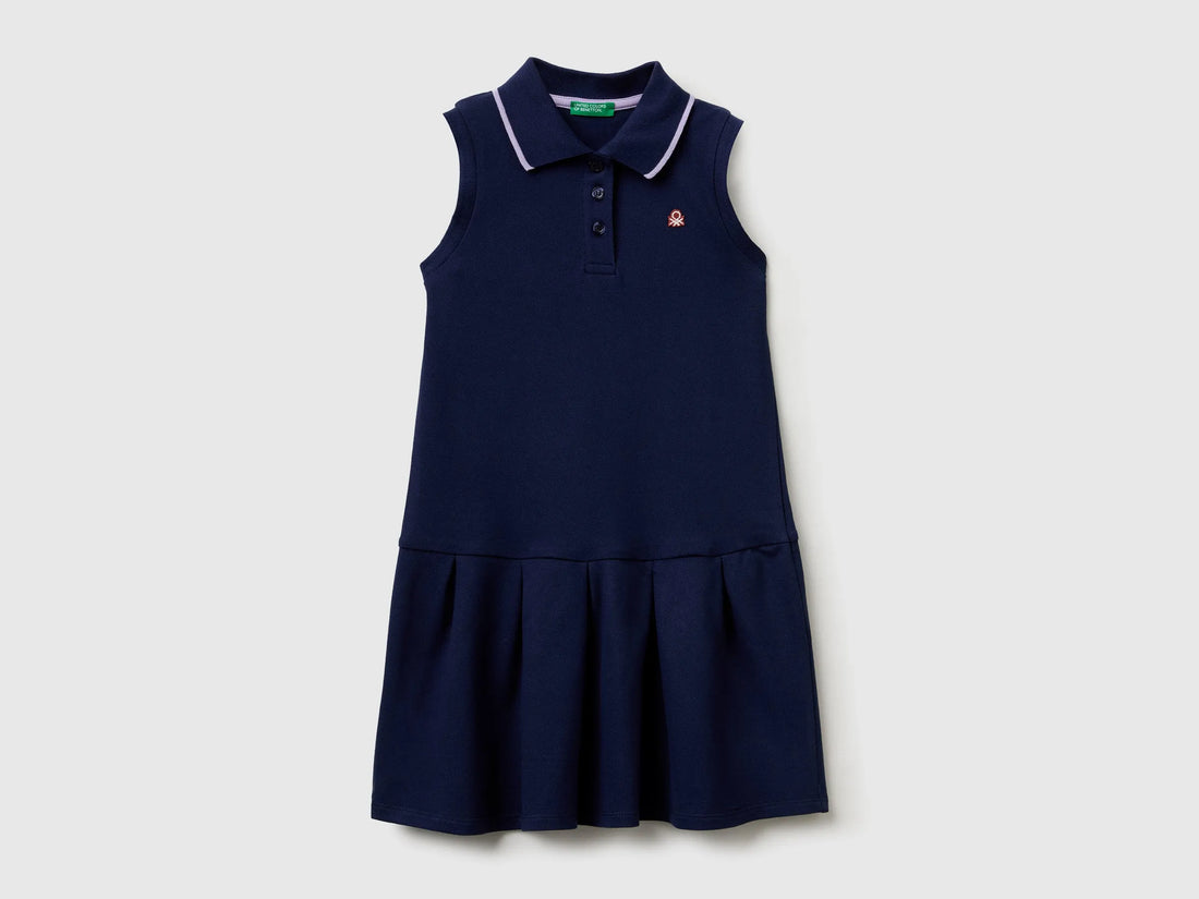 Benetton Blue Girls Polo-Style Dress SKU: 3WG9CV012_252 Image 01