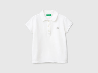 Benetton White Girls Short Sleeve Polo in Cotton SKU: 3WG9G300A_101 Image 01