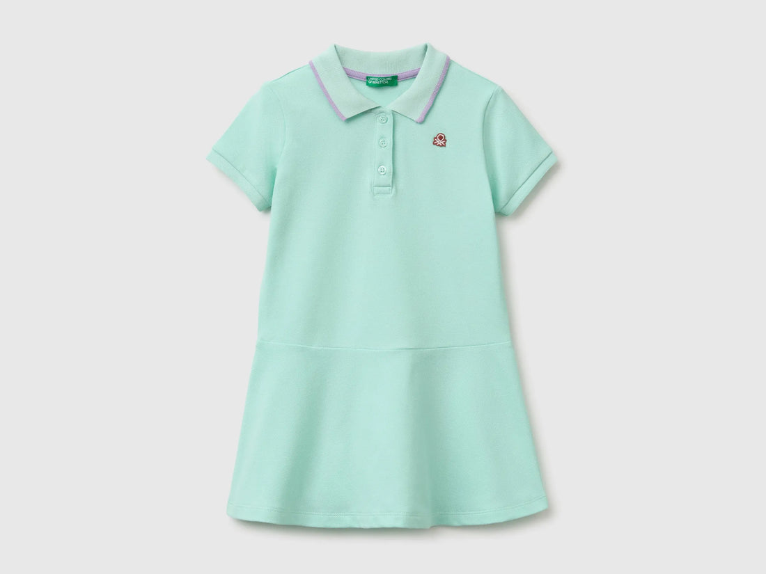 Benetton Blue Girls Polo-Style Dress SKU: 3WG9GV00Z_0E6 Image 01