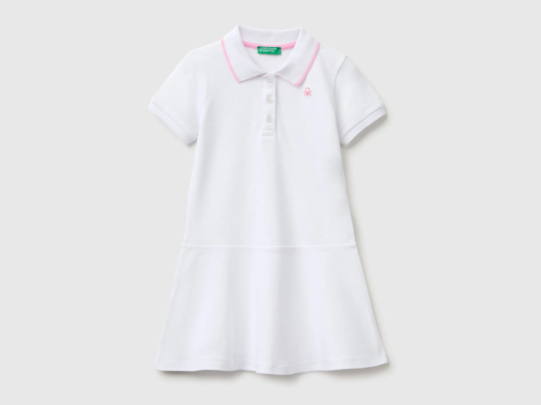 Benetton White Girls Polo-Style Dress SKU: 3WG9GV00Z_101 Image 01
