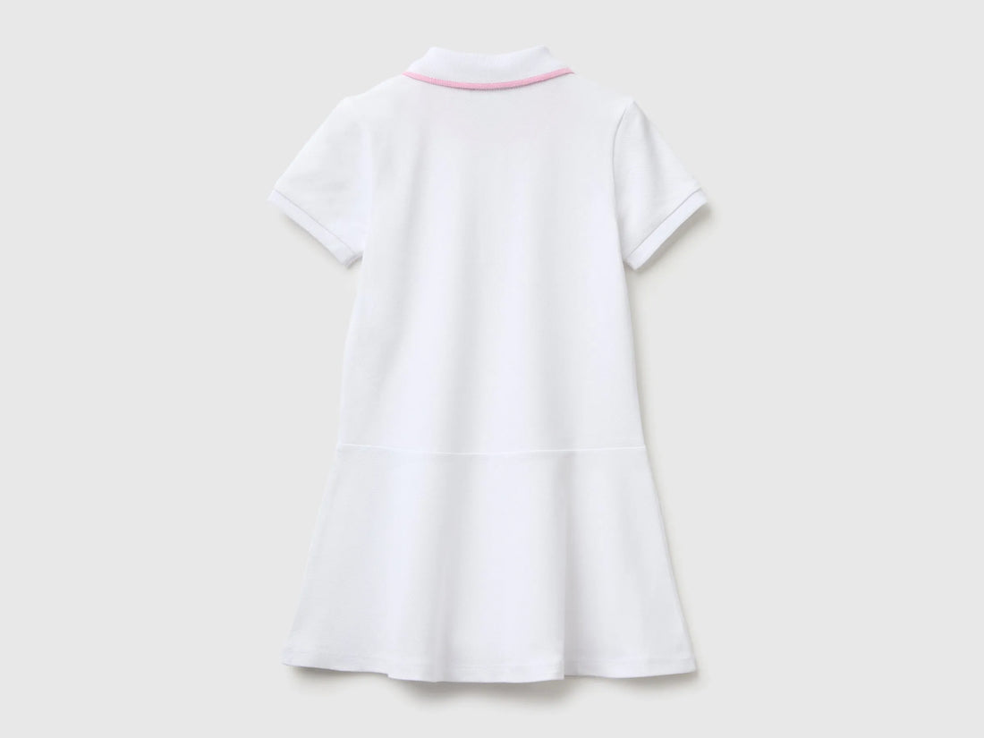 Benetton White Girls Polo-Style Dress SKU: 3WG9GV00Z_101 Image 02