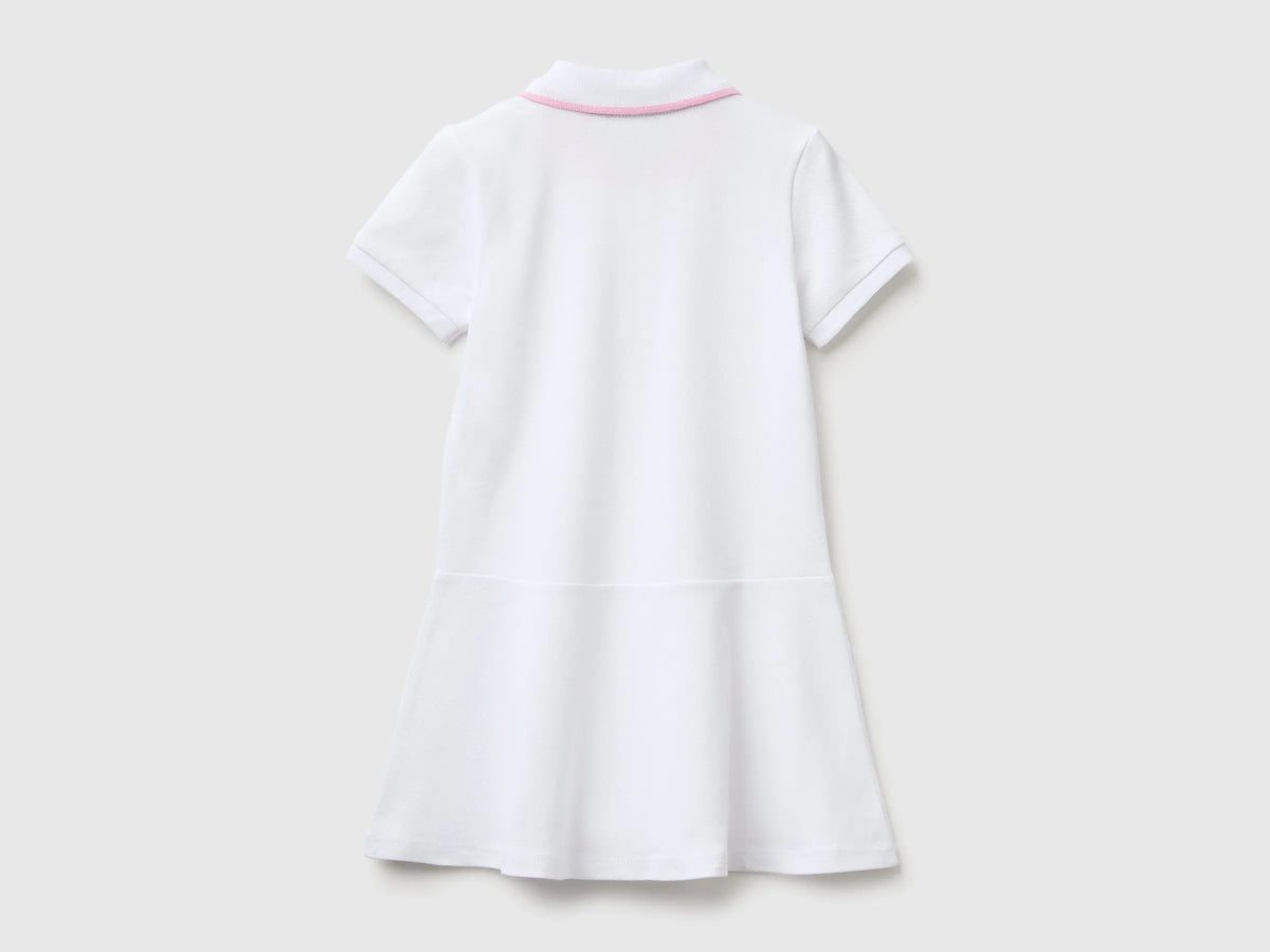Benetton White Girls Polo-Style Dress SKU: 3WG9GV00Z_101 Image 02