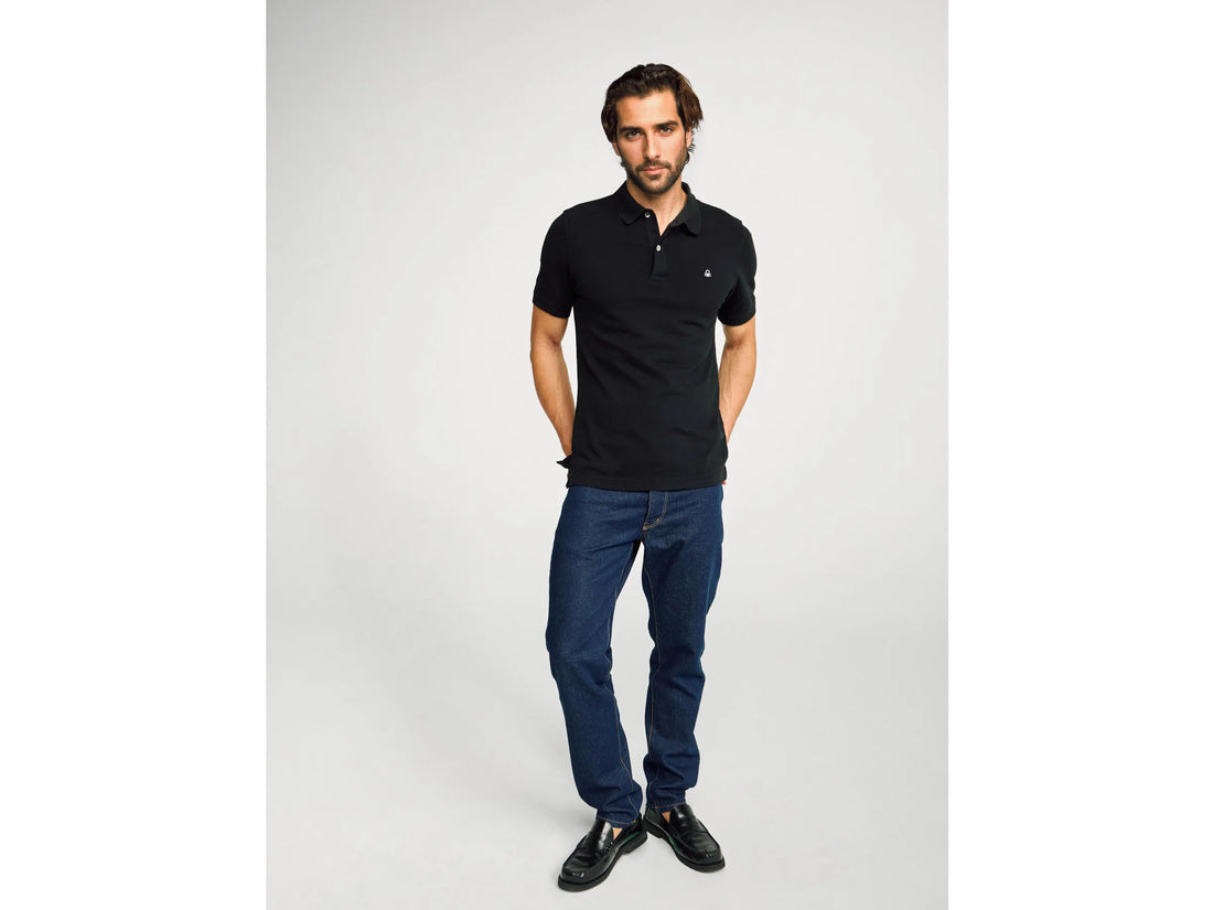 Benetton Black Men Slim Fit Polo SKU: 3WG9U301Z_100 Image 02