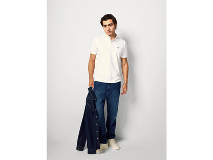 Benetton White Men Slim Fit Polo SKU: 3WG9U301Z_101 Image 01