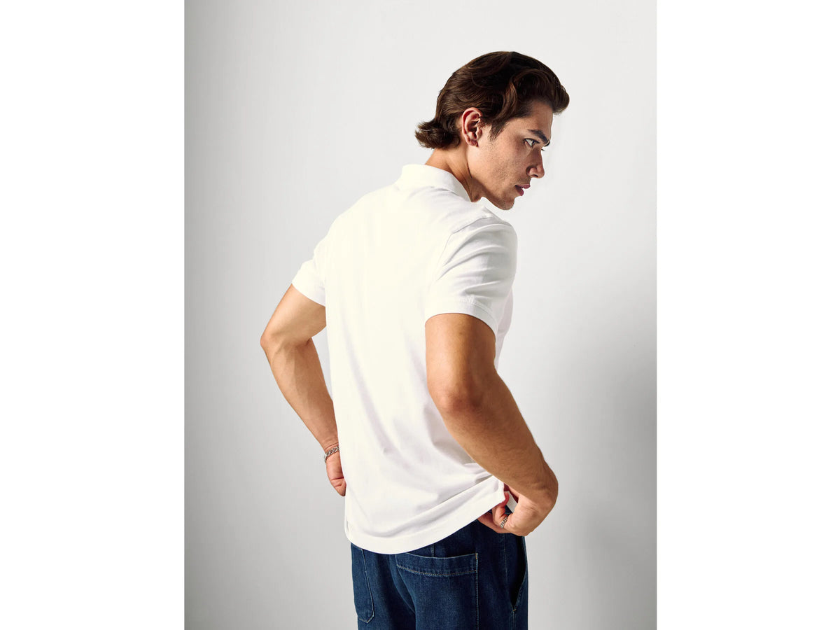 Benetton White Men Slim Fit Polo SKU: 3WG9U301Z_101 Image 02