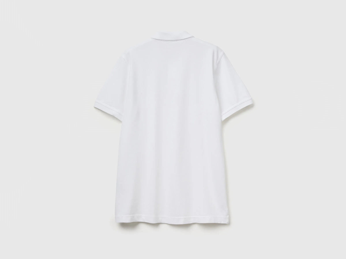 Benetton White Men Slim Fit Polo SKU: 3WG9U301Z_101 Image 05
