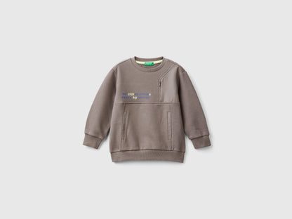 Benetton Dark Gray Boys Sweatshirt with Pockets SKU: 3WNCG200T_00W Image 01