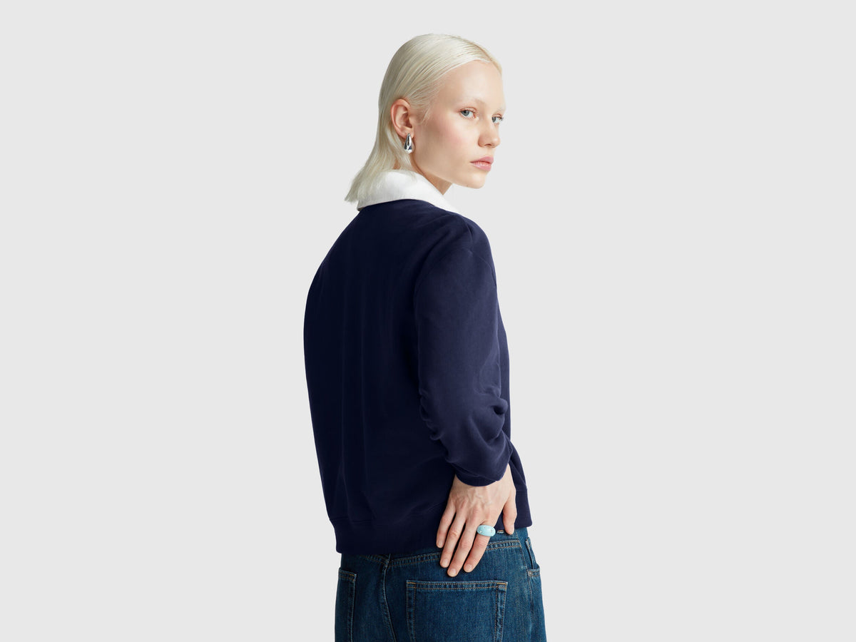 Benetton_Dark Blue_Polo in Comfort Fit Sweat Fabric_3WNWD3011_252_02