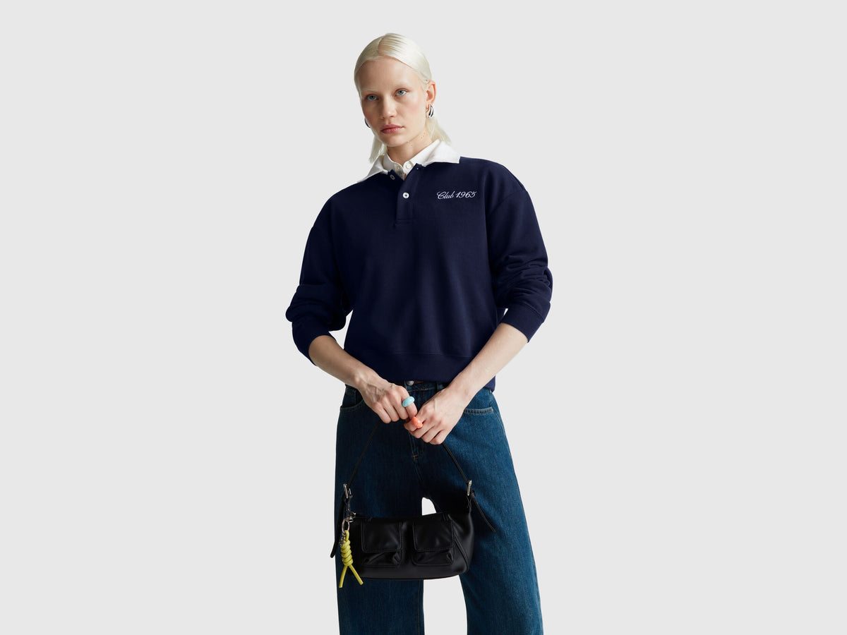 Benetton_Dark Blue_Polo in Comfort Fit Sweat Fabric_3WNWD3011_252_03