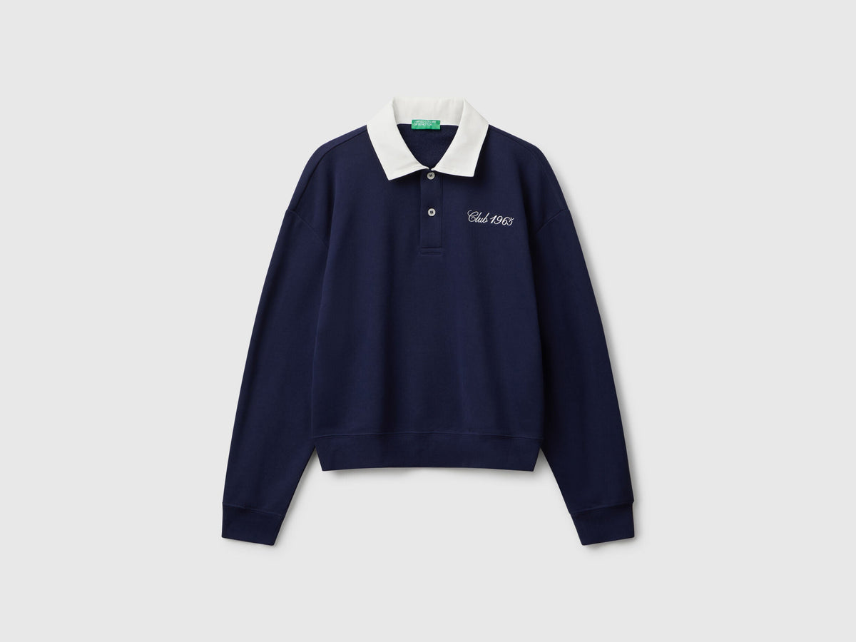 Benetton_Dark Blue_Polo in Comfort Fit Sweat Fabric_3WNWD3011_252_05