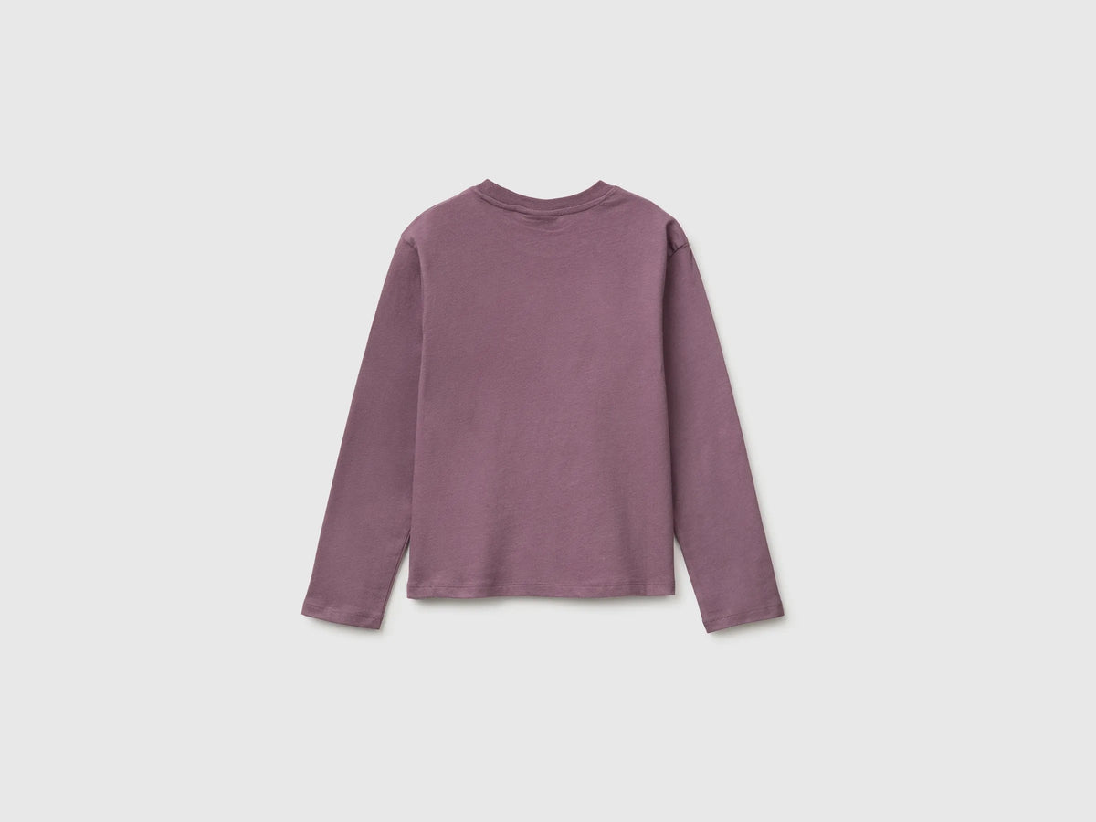 Benetton Plum Girls Mofusend 100% Cotton T-Shirt SKU: 3XUGC10UK_048 Image 02