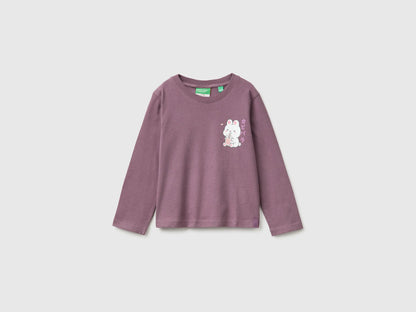 Benetton Plum Girls Capyfun Capybara T-Shirt 100% Cotton SKU: 3XUGG10NS_048 Image 01