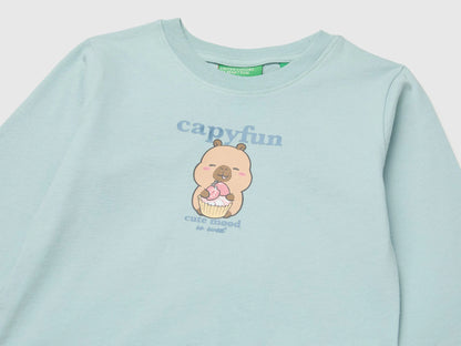 Benetton Aqua Girls Capyfun Capybara T-Shirt 100% Cotton SKU: 3XUGG10NS_31A Image 03