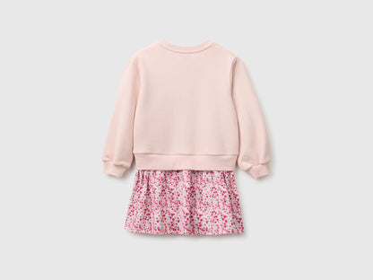 Benetton Soft Pink Girls Dress with Floral Skirt SKU: 3XVUGV02V_08Q Image 02