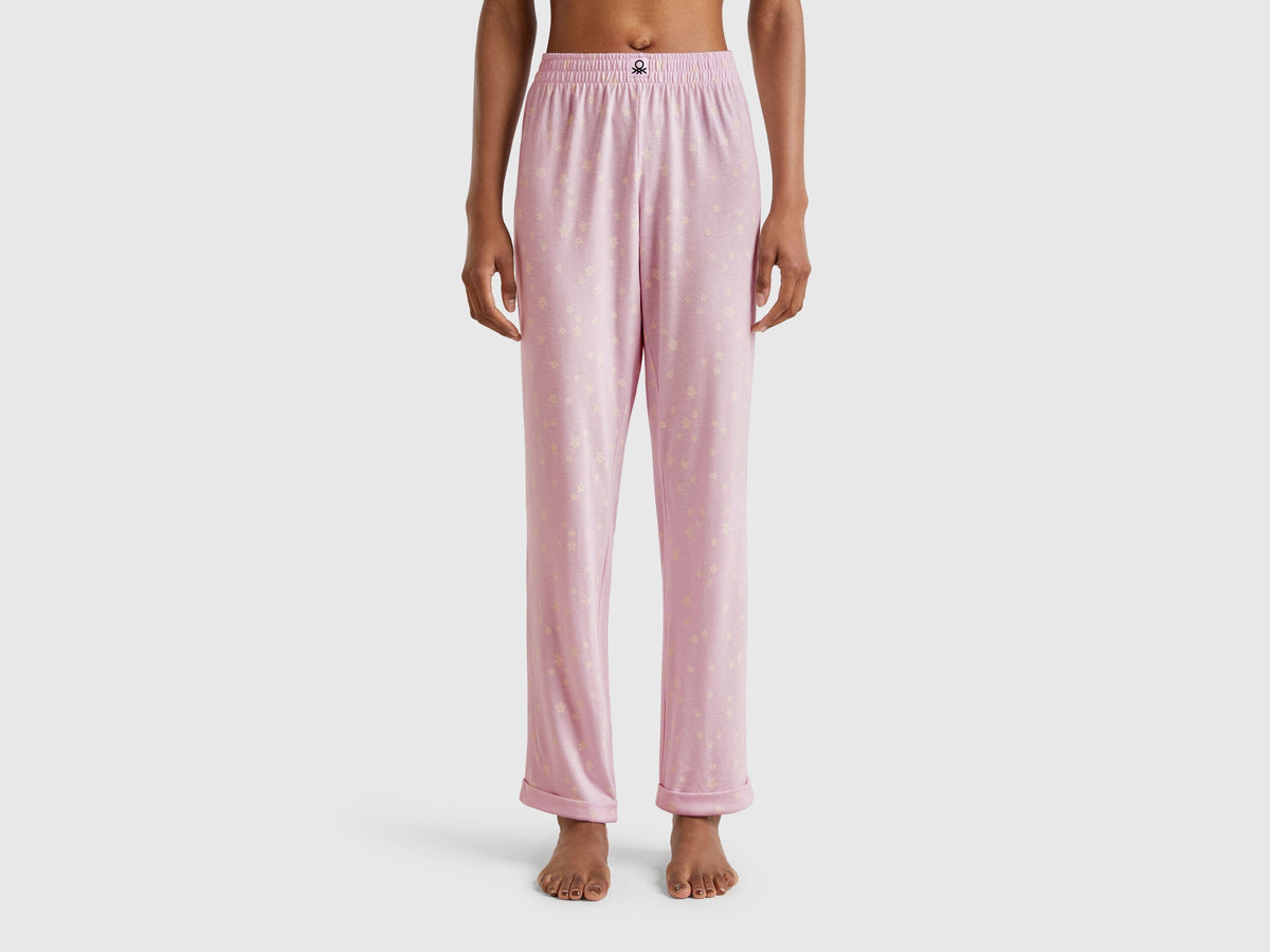 Benetton_Patterned Trousers in Viscose Blend_3Y0Z3F04J_73Z_02