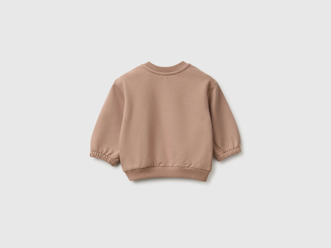 Benetton Dove Gray Unisex Sweatshirt with Animal Pocket SKU: 3YWVA107F_199 Image 02