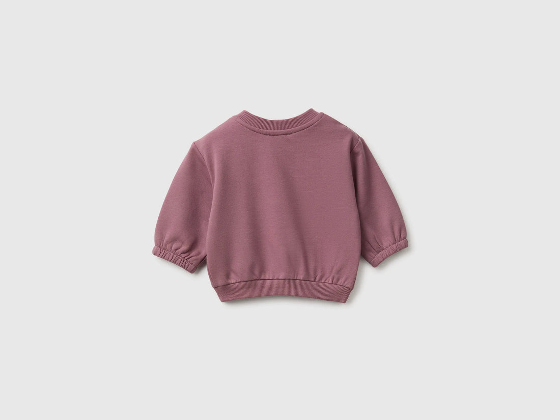 Benetton Mauve Girl Sweatshirt with Animal Pocket SKU: 3YWVA107F_25N Image 02