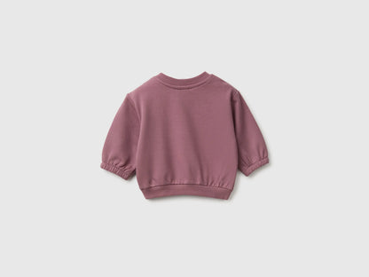 Benetton Mauve Girl Sweatshirt with Animal Pocket SKU: 3YWVA107F_25N Image 02