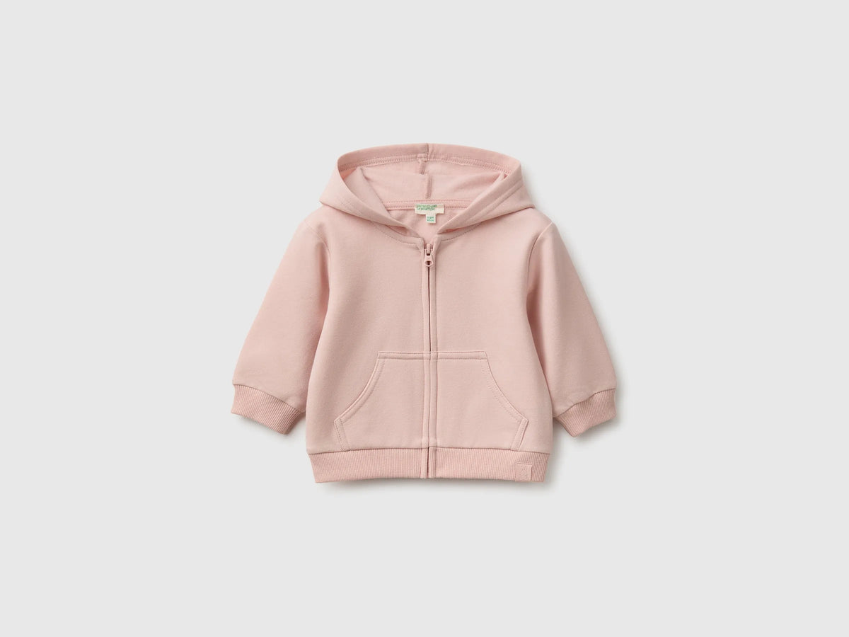 Benetton Soft Pink Girl Zip-Up Hoodie SKU: 3YWVA501Y_08Q Image 01
