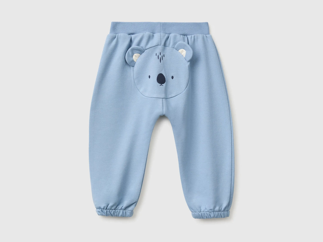 Benetton Light Blue Unisex Sweatpants with Animal on the Back SKU: 3YWVAF02P_09A Image 02
