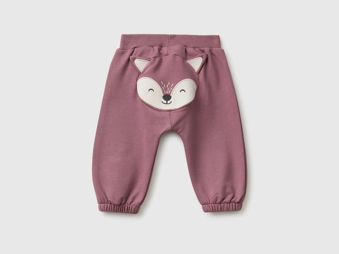 Benetton Mauve Girl Sweatpants with Animal on the Back SKU: 3YWVAF02P_25N Image 02