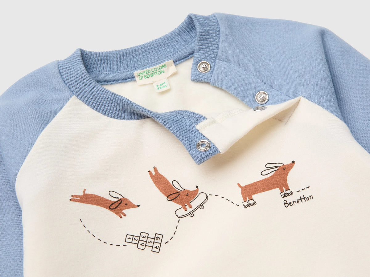 Benetton Light Blue New Born Color Block Sweatshirt Outfit SKU: 3YWVAK01V_903 Image 03