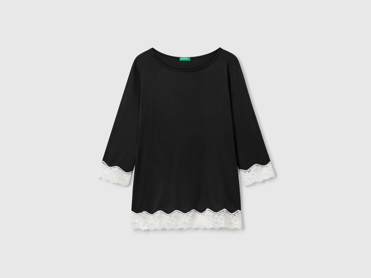 Benetton_T-Shirt with Lace Detail_3Z123M07E_100_04