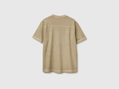 Benetton Creamy White Men Pigment Dyed T-Shirt SKU: 3ZITU1098_6R2 Image 02