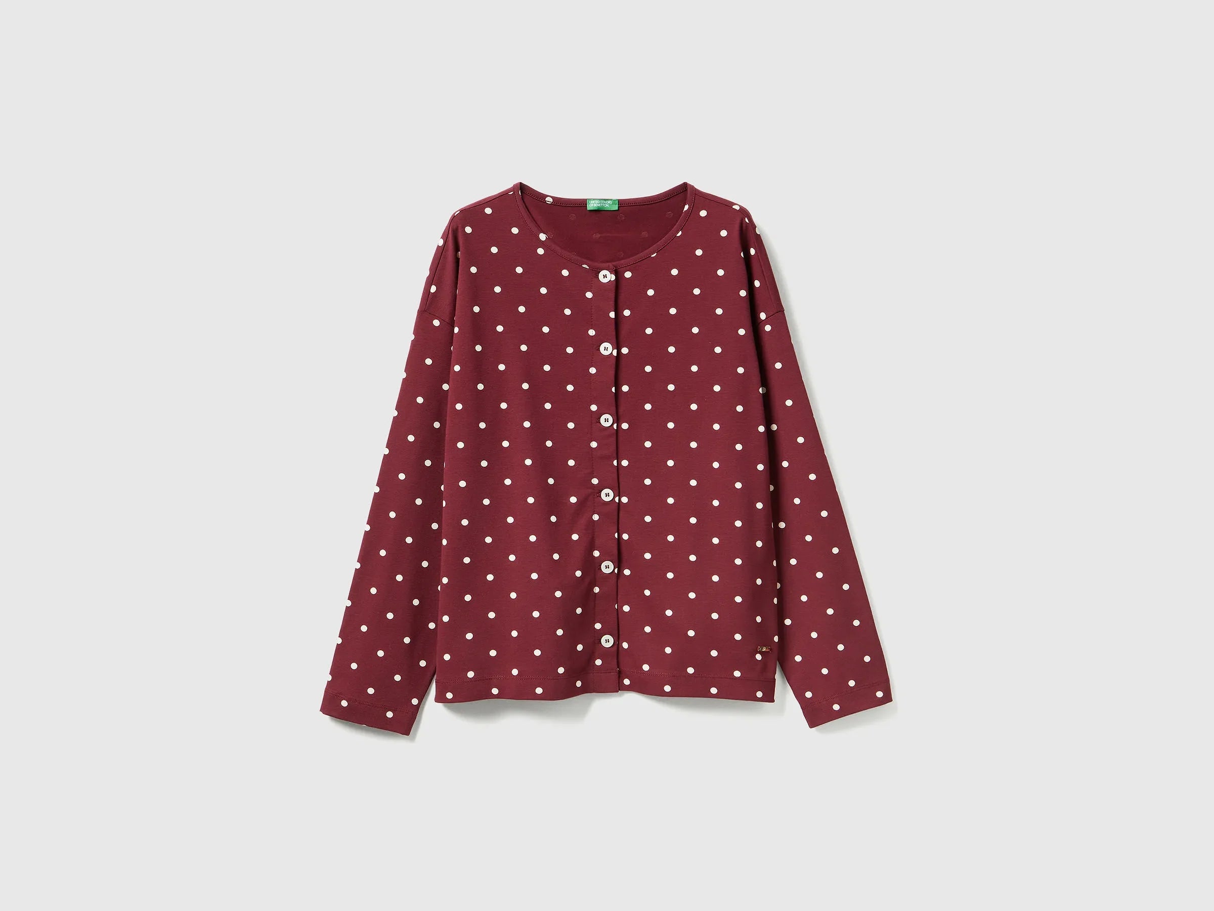 Benetton_Burgundy_Polka Dot Top in Warm Cotton_3ZMB3M07R_62Q_01