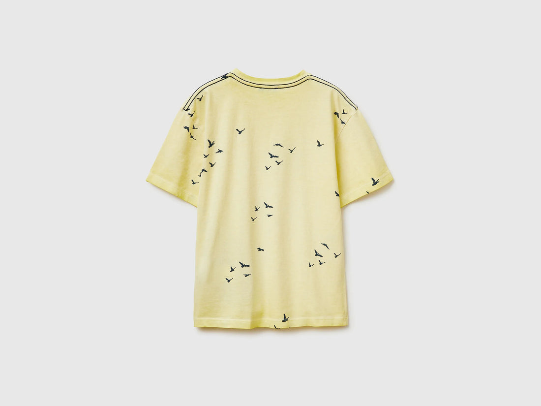 Benetton Yellow Boys Oversized T-Shirt with Print SKU: 3ZRXC10SL_902 Image 02