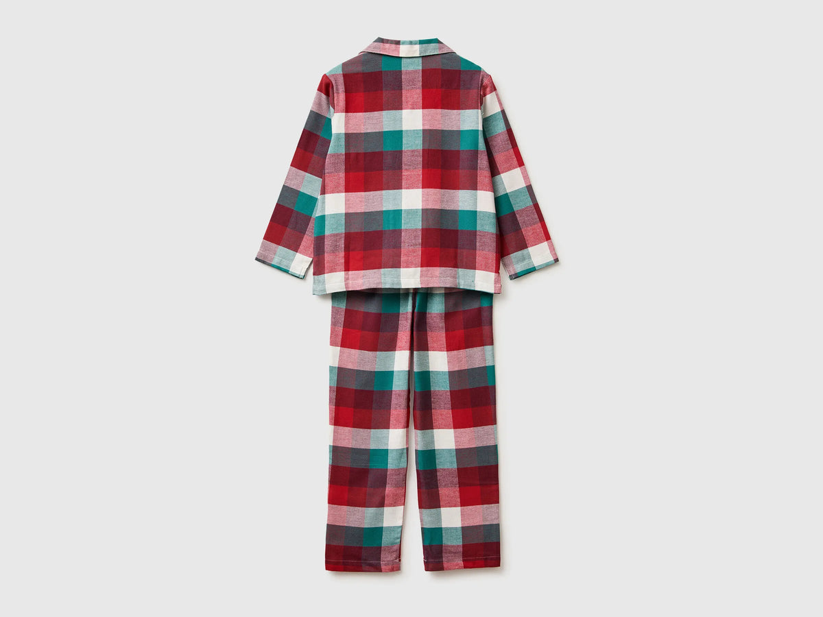 Benetton Red Boys Flannel Tartan Pyjamas SKU: 40EP0P009_906 Image 02