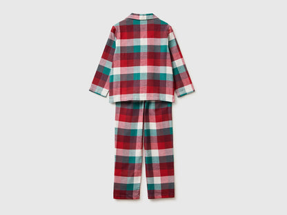 Benetton Red Boys Flannel Tartan Pyjamas SKU: 40EP0P009_906 Image 02