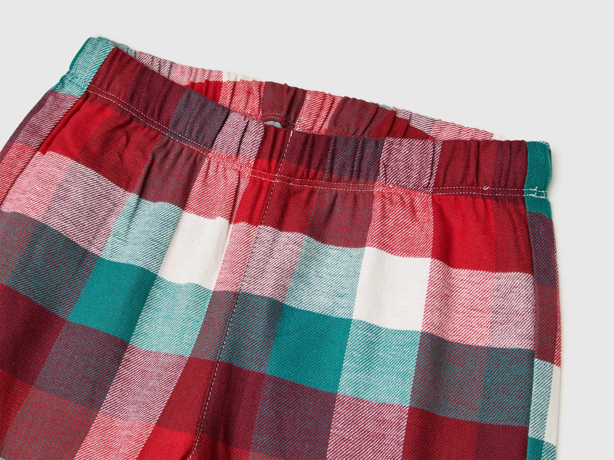 Benetton Red Boys Flannel Tartan Pyjamas SKU: 40EP0P009_906 Image 03
